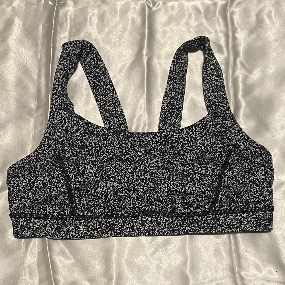 Lululemon Pavement Pusher Bra in White Black Speckle Size 10